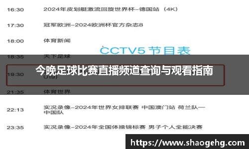 今晚足球比赛直播频道查询与观看指南